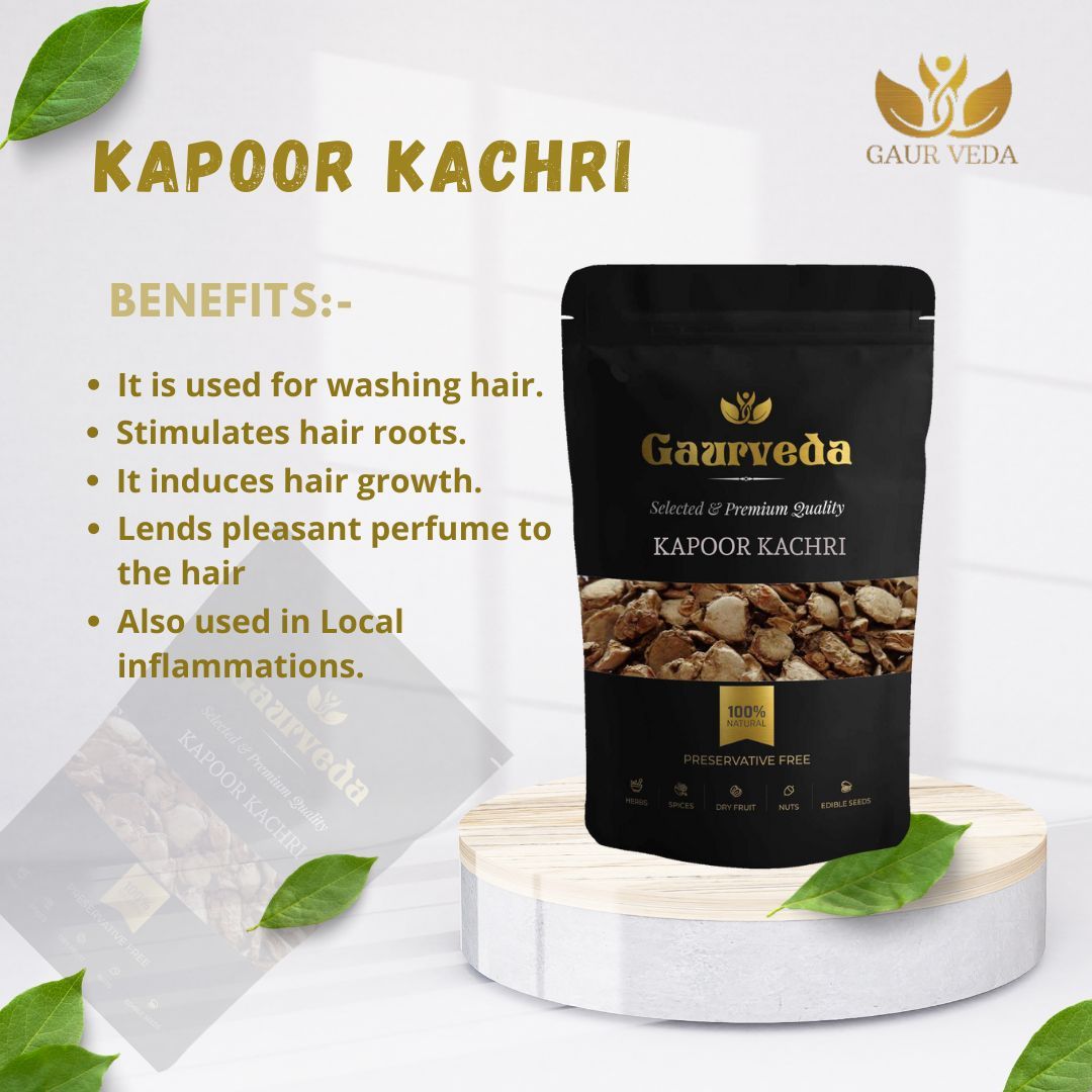 Gaurveda Kapoor Kachri Powder - Kapur Kachri - Ekangi - Hedychium Spicatum - Spiked Ginger Lily - Natural (250 Grams)