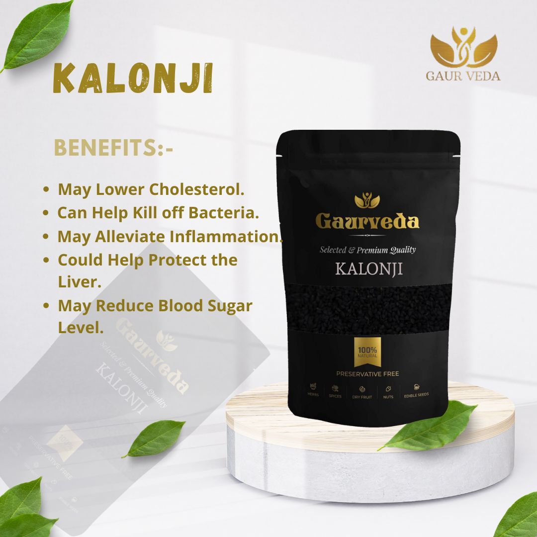 GAURVEDA Kalonji Seeds | Black Cumin Seeds | Nigella Seeds | Rich in Antioxidants, Vitamins & Minerals | Immunity Booster | Fresh & Natural | 100 Grams