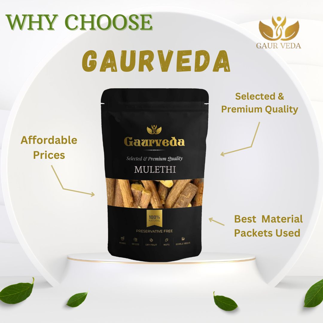 Gaurveda Mulethi Sticks for Eating - Yashtimadhu - Selected - Quality - Mulathi Spl - Jeshthamadha - Licorice Root - Glycyrrhiza Glabra (100)