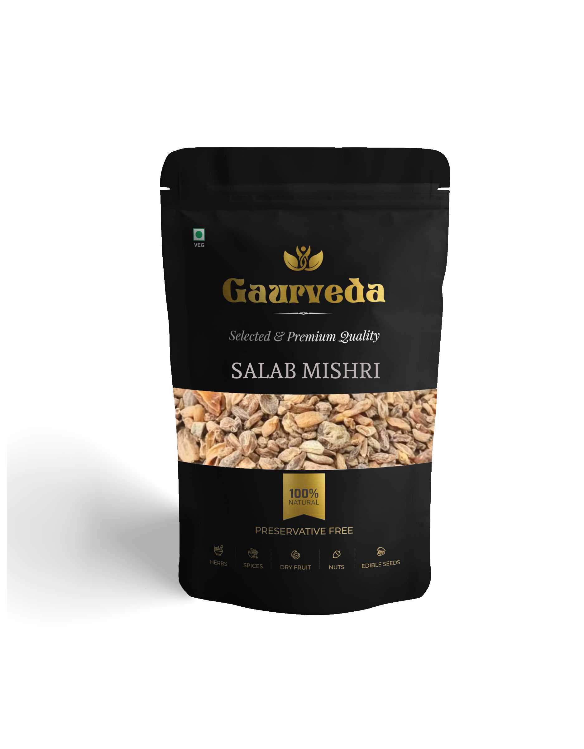 GAURVEDA Salab Mishri - Salav Mishri - Salam Misri - Polygonatum verticillatum, Pure & Natural, 25 Grams