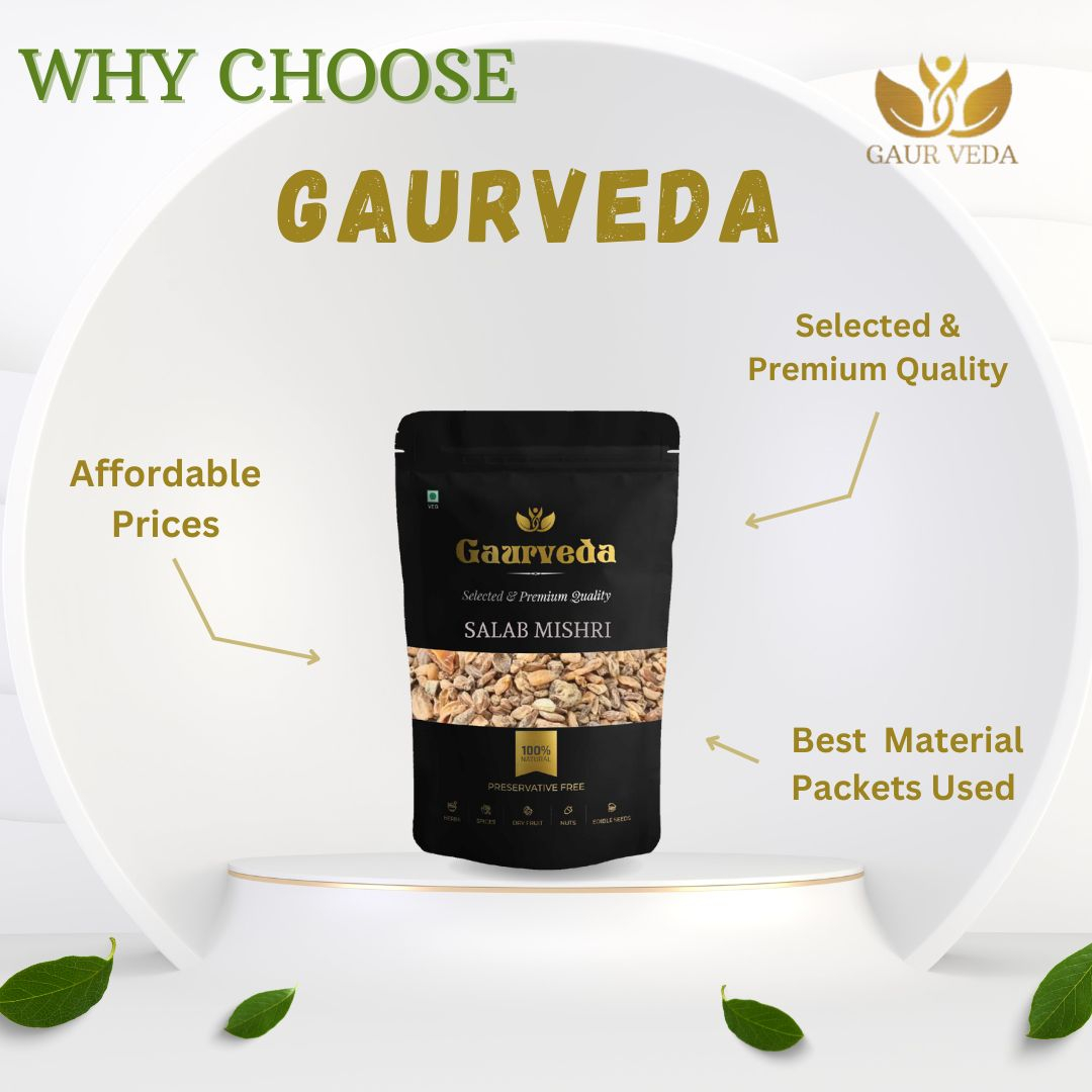 GAURVEDA Salab Mishri - Salav Mishri - Salam Misri - Polygonatum verticillatum, Pure & Natural, 25 Grams