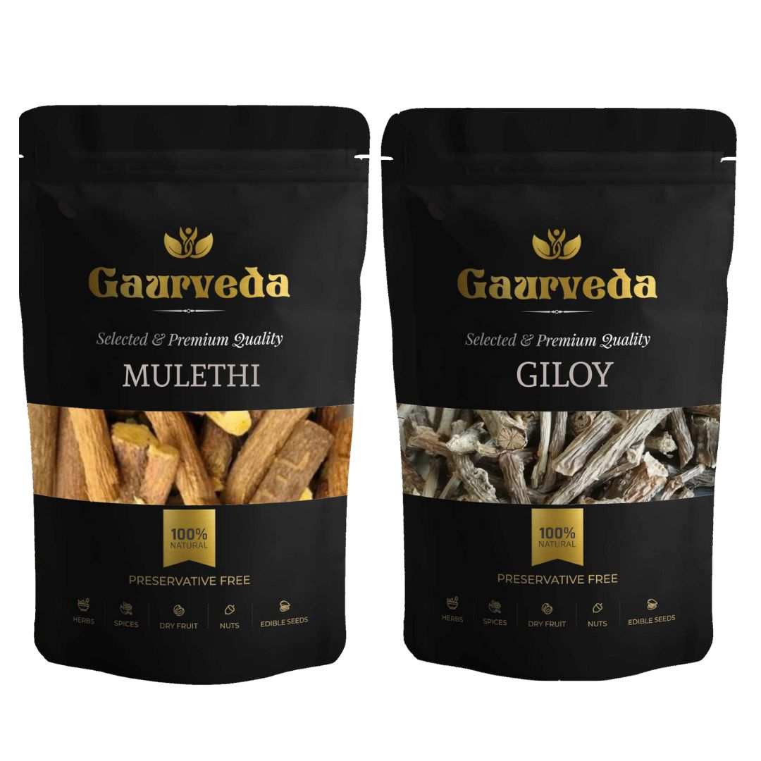 Gaurveda Mulethi and Giloy Combo - 25 Grams Each - Improves Overall Health - Pure & Natural