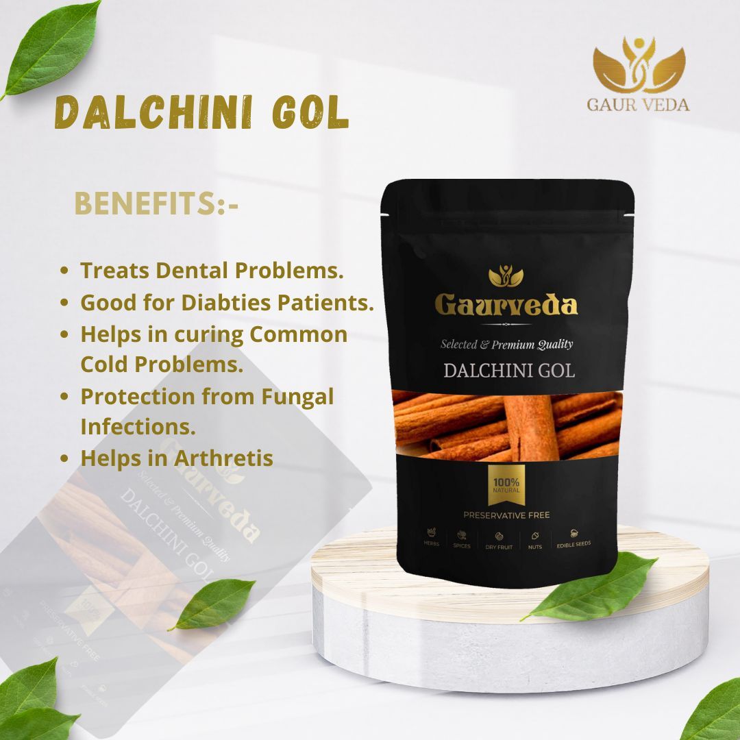 GAURVEDA Dalchini Gol: Authentic Cinnamon Rounds | Spice for Flavorful Indian Cooking & Traditional Remedies - 50g | 100 Grams
