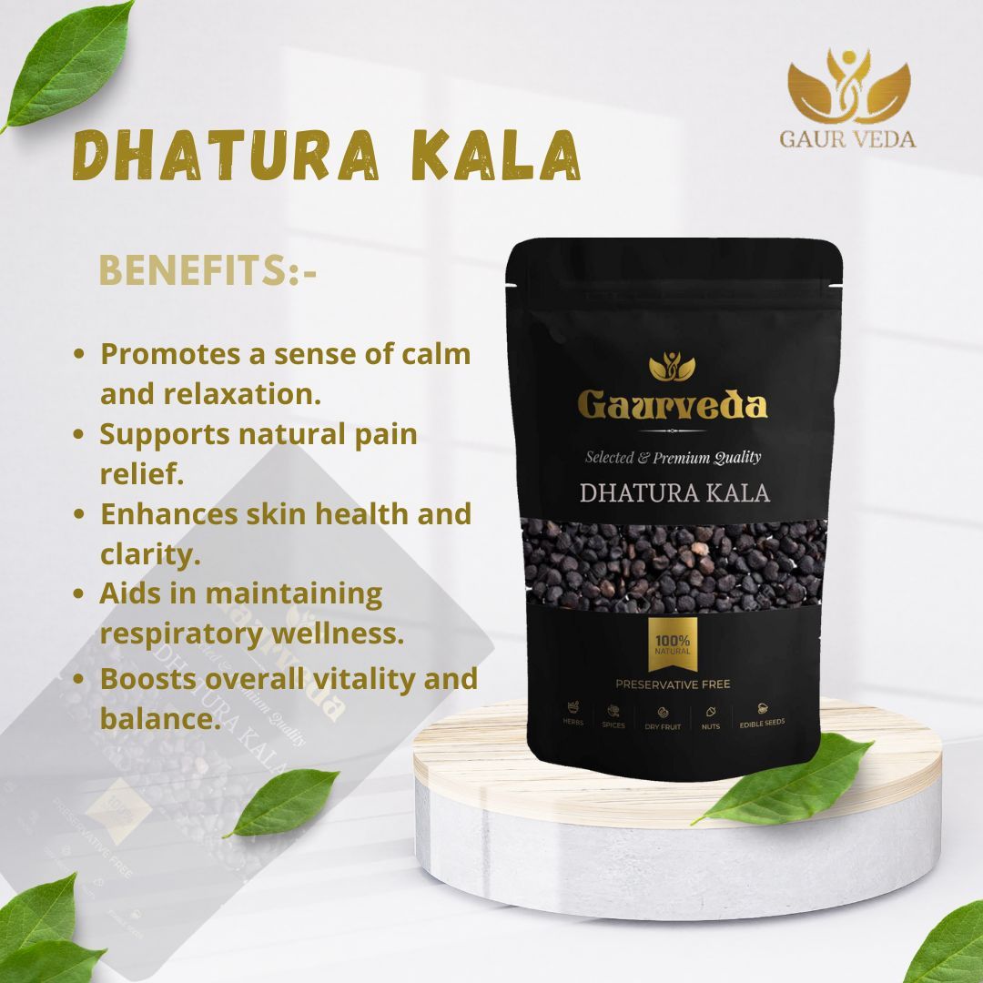 GAURVEDA Dhatura Kala: Authentic Traditional Remedy - Ayurvedic Herb for Well-being - Natural Herbal Supplement (Carefully Sourced) | 100 Grams