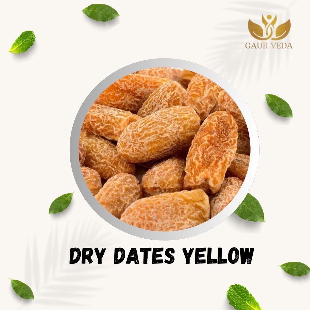 GAURVEDA Yellow Dry Dates | Khajoor | Naturally Sweet & Nutritious Snack | Energy Booster | Healthy Eating | Ideal for Festive Gifting | 100 Grams