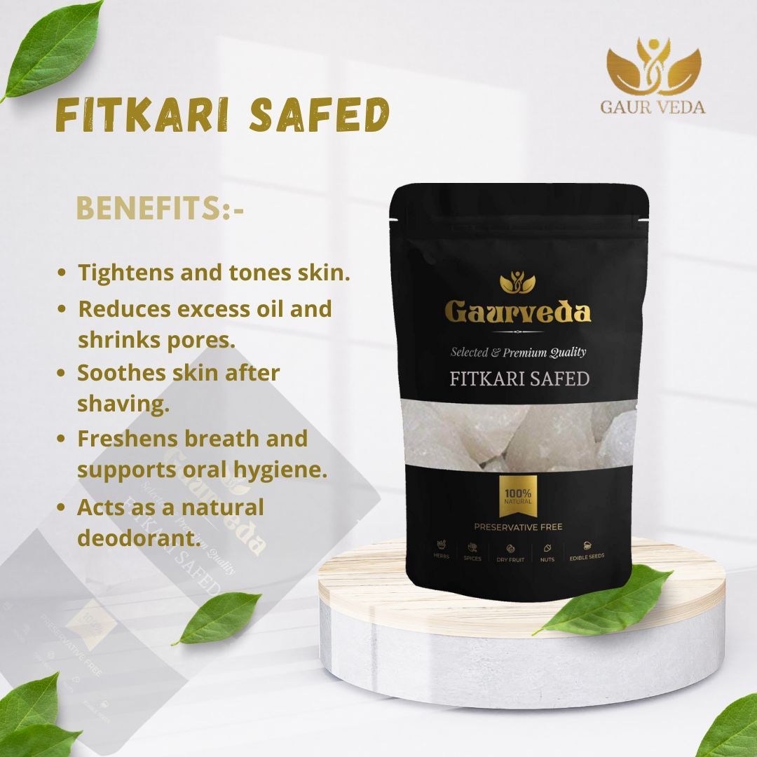 Gaurveda Fitkari Safed - Phitkari Safed - Potassium Alum - Alum White - Natural (1000 Grams)
