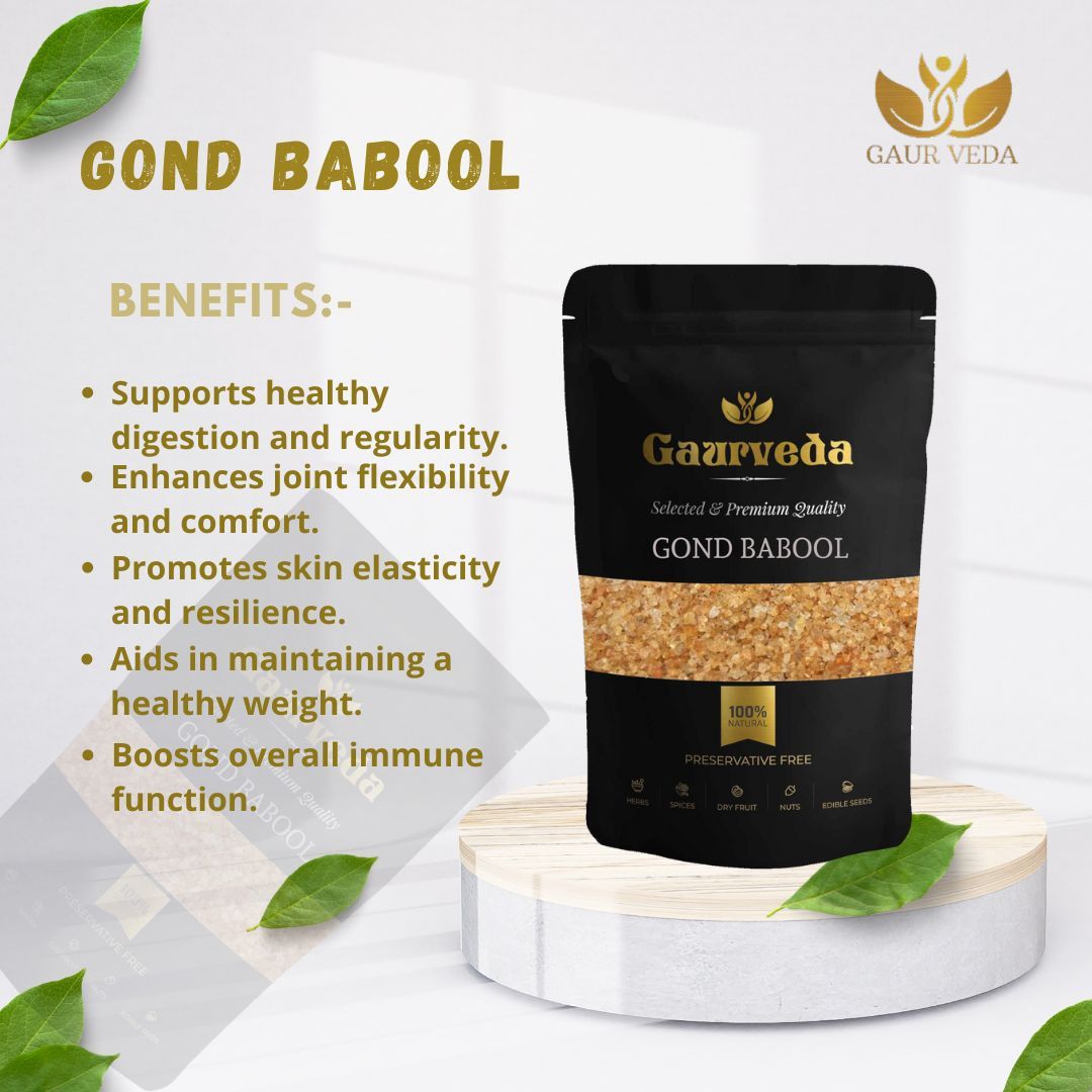 GAURVEDA Babool Gond | Gond for Laddu Making & Sweets | Edible Gum | Kikar/Gum Arabic | Pure & Natural (100 Grams)