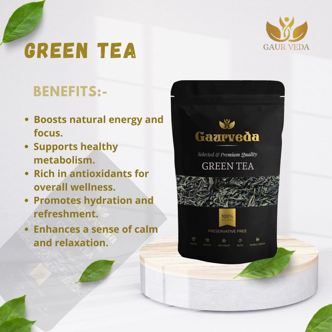 GAURVEDA Green Tea 100% Natural & Pure | Traditional Ayurvedic Herb/Seed/Powder | Supports Wellness & Daily Health | Ideal for Herbal Remedies, 100 Grams