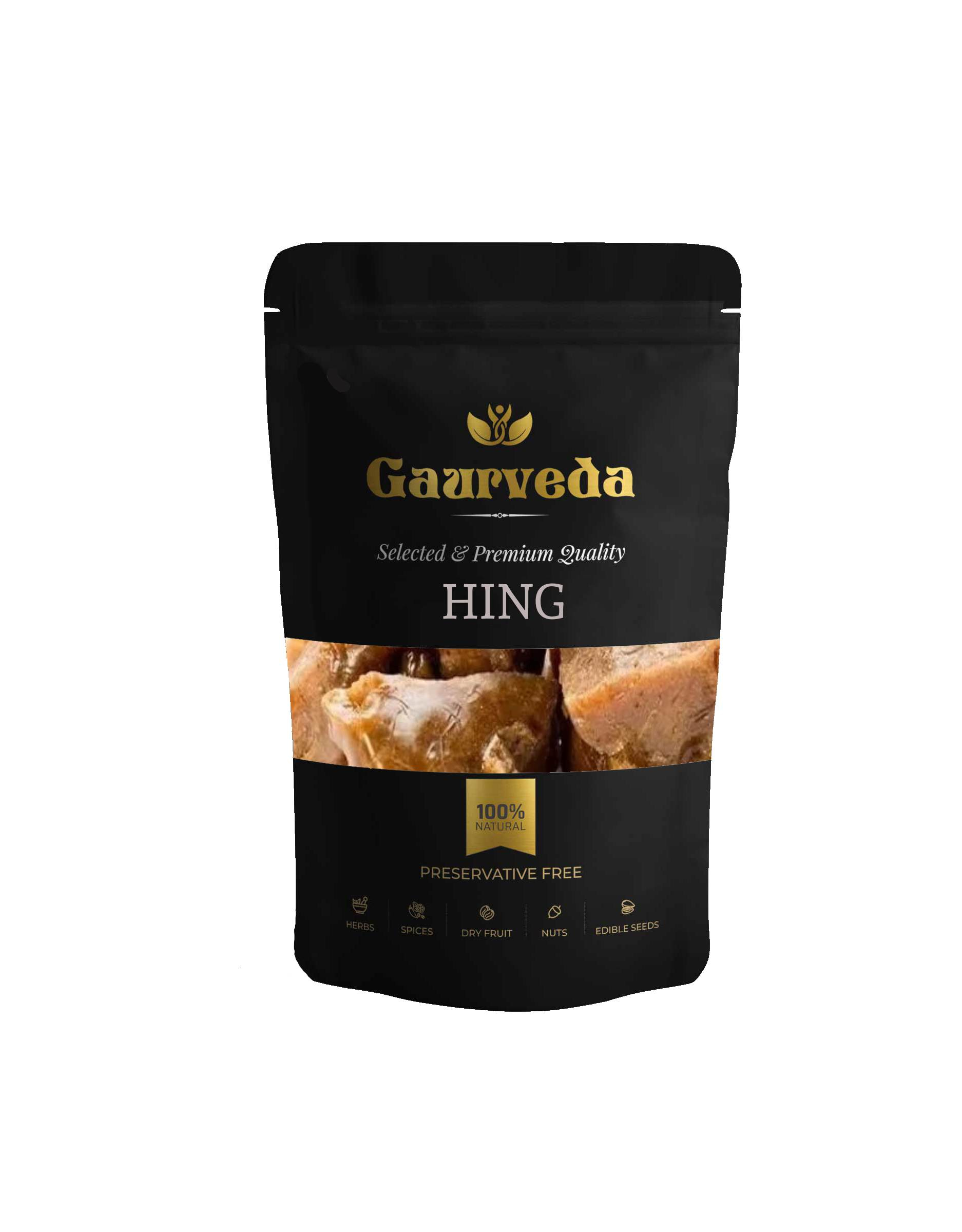 GAURVEDA Hing - Strong Aroma, Authentic Taste, Kitchen Essential Spice for Indian Cooking, Traditional Flavour Enhancer, Asafoetida, Pure & Natural | 100 Grams