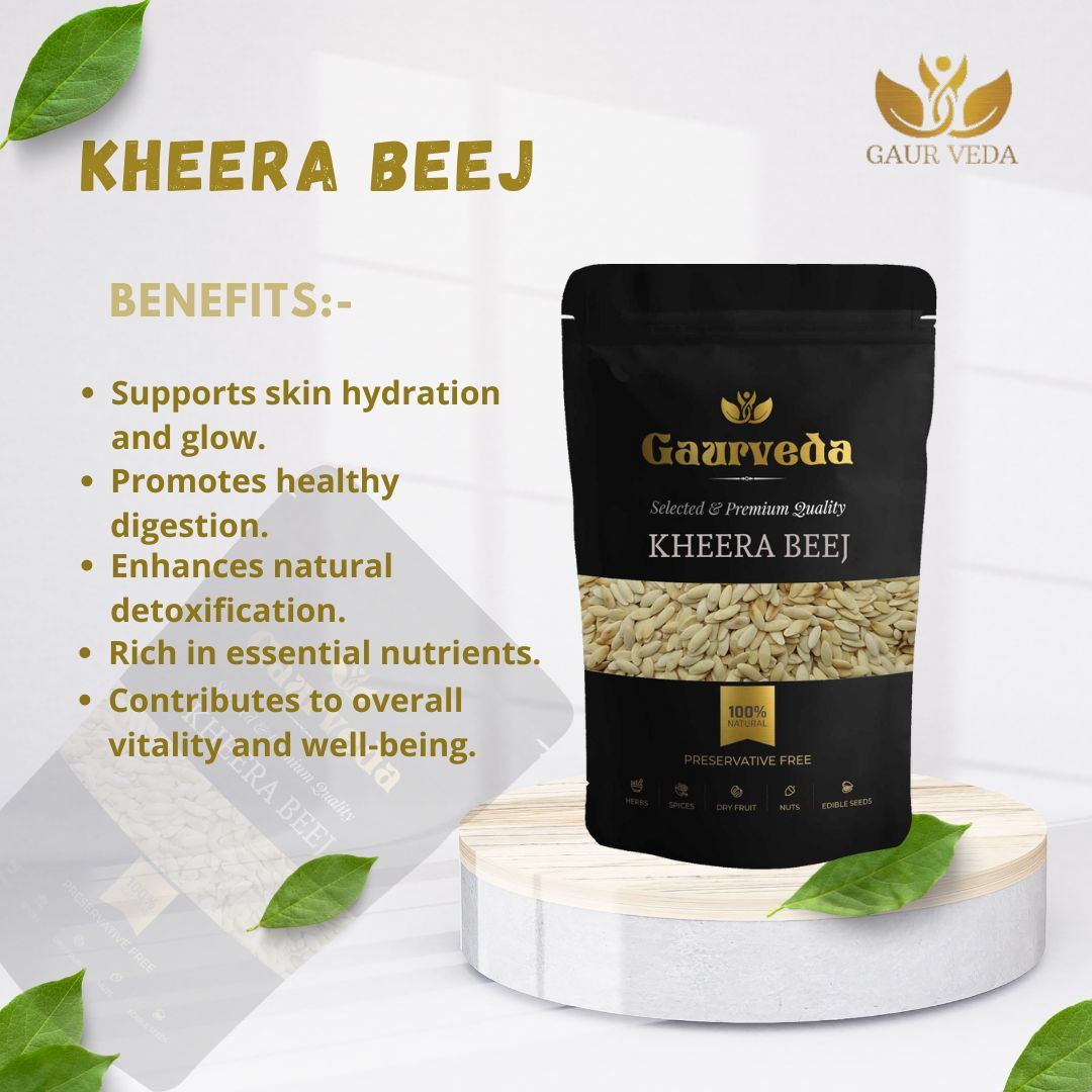 GAURVEDA Kheera Beej (Cucumber Seeds)   Nutrient-Rich Superfood, Healthy Snack, Traditional Indian Seed, Fresh & Natural, Garden Seeds | 100 Grams