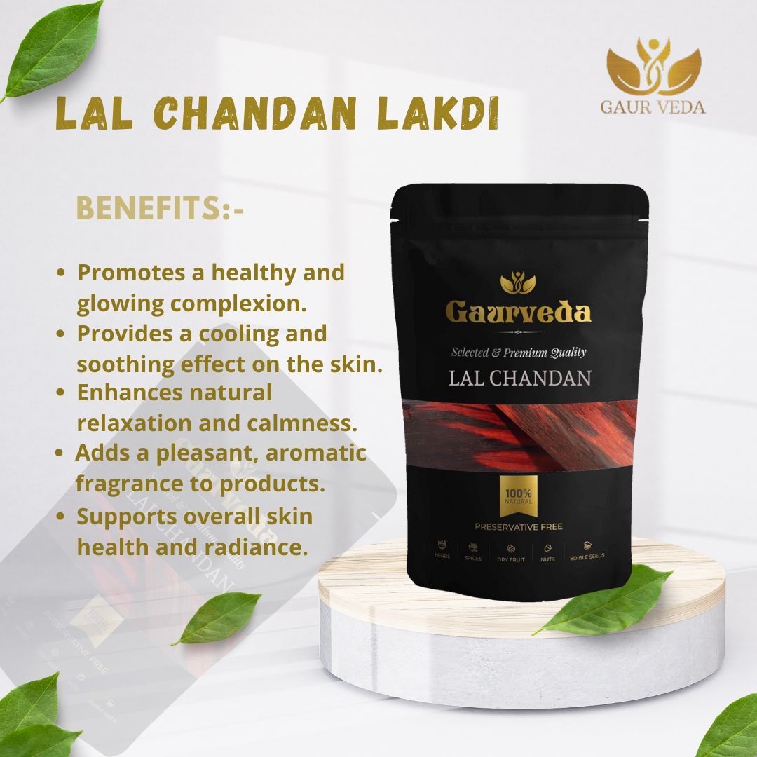 GAURVEDA Chandan Stick Red - Red Sandalwood Stick   Natural Lal Chandan for Spiritual Rituals and Meditation (2 Stick)