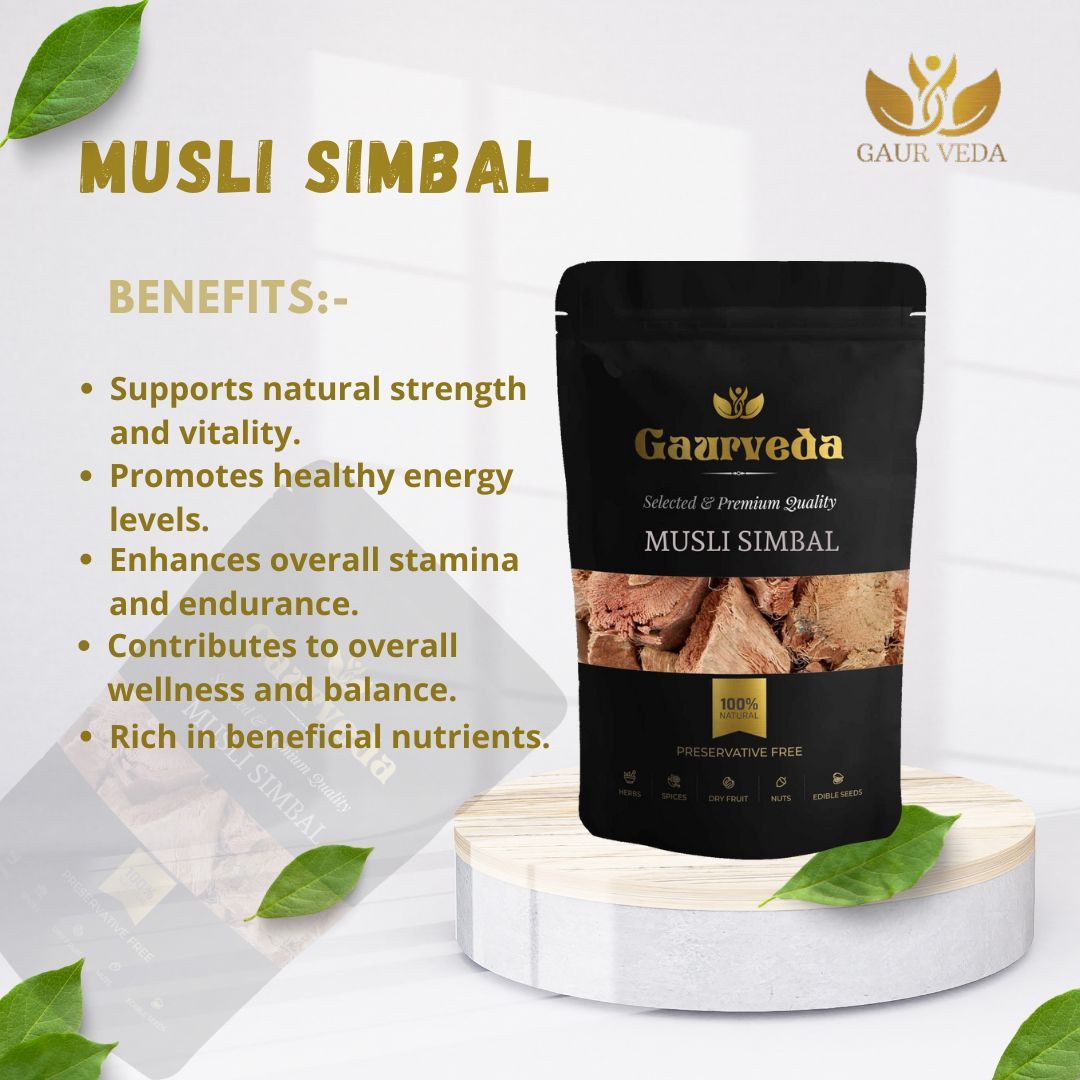 GAURVEDA Musli simbal 100% Natural & Pure | Traditional Ayurvedic Herb/Seed/Powder | Supports Wellness & Daily Health | Ideal for Herbal Remedies, 250 Grams