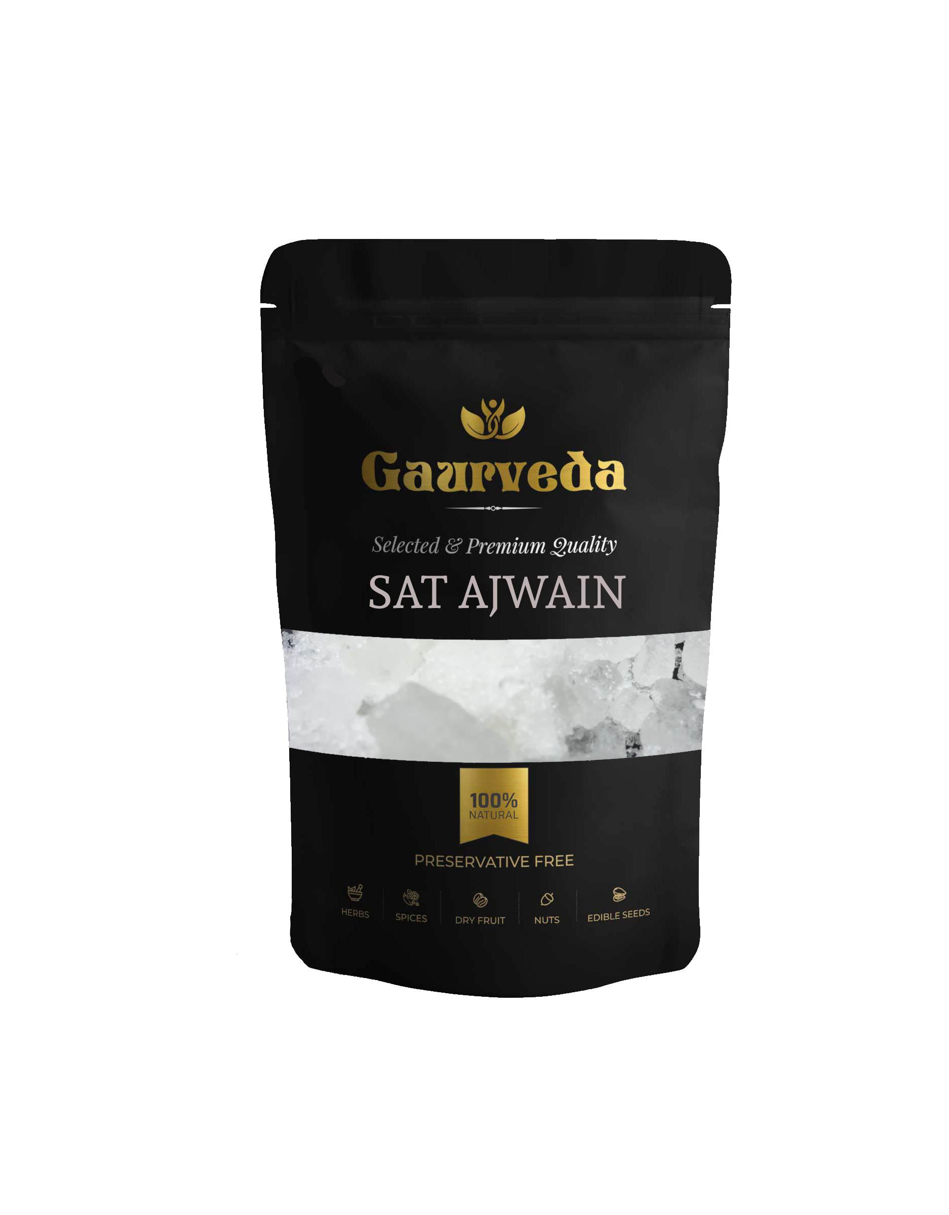 Gaurveda Thymol - Sat Ajwaain - Trachyspermum - Ammi Sprague - Pure & Natural (50 Grams)