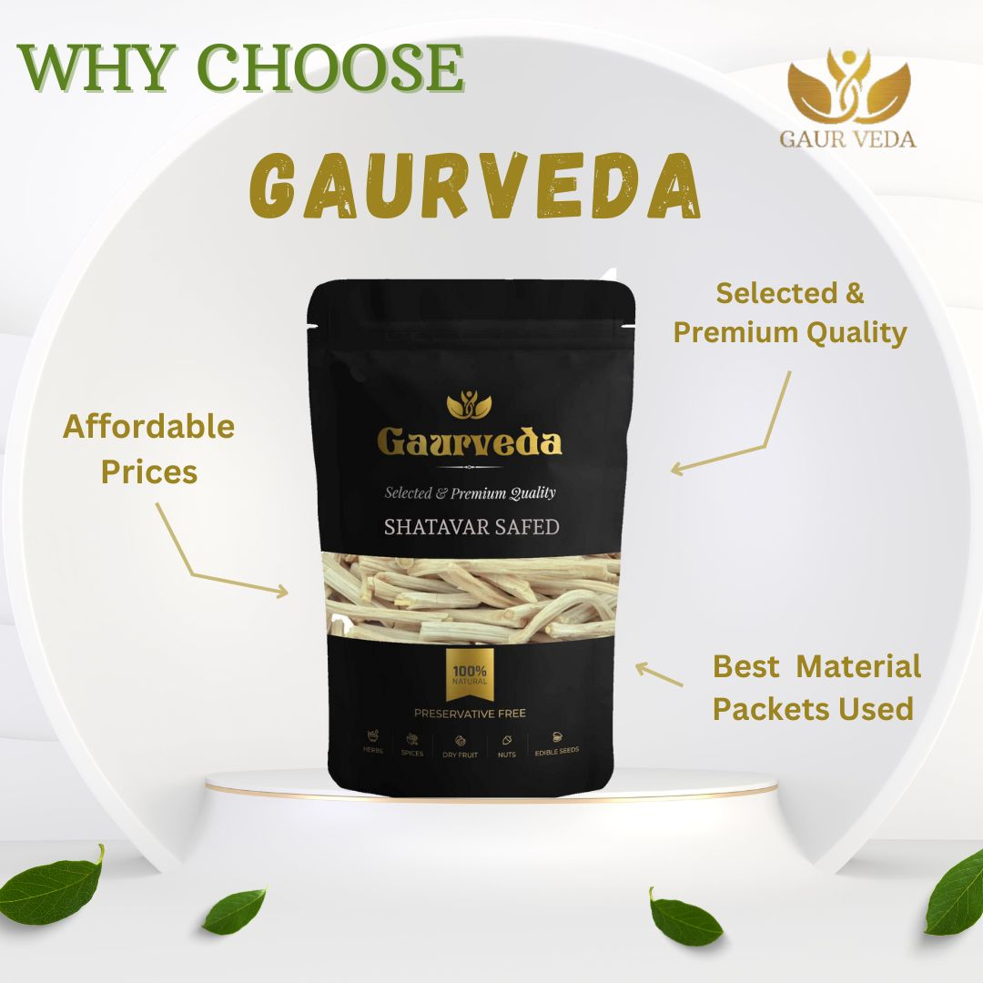 GAURVEDA Shatavar safed 100% Natural & Pure | Traditional Ayurvedic Herb/Seed/Powder | Supports Wellness & Daily Health | Ideal for Herbal Remedies, 100 Grams