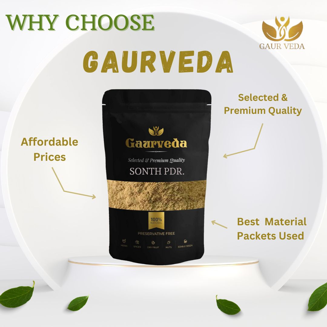 GAURVEDA Sonth Powder: Pure Dried Ginger Root Spice | Natural Aromatic Flavor for Cooking, Tea, Immunity & Traditional Remedies, 100% Authentic | 100 Grams