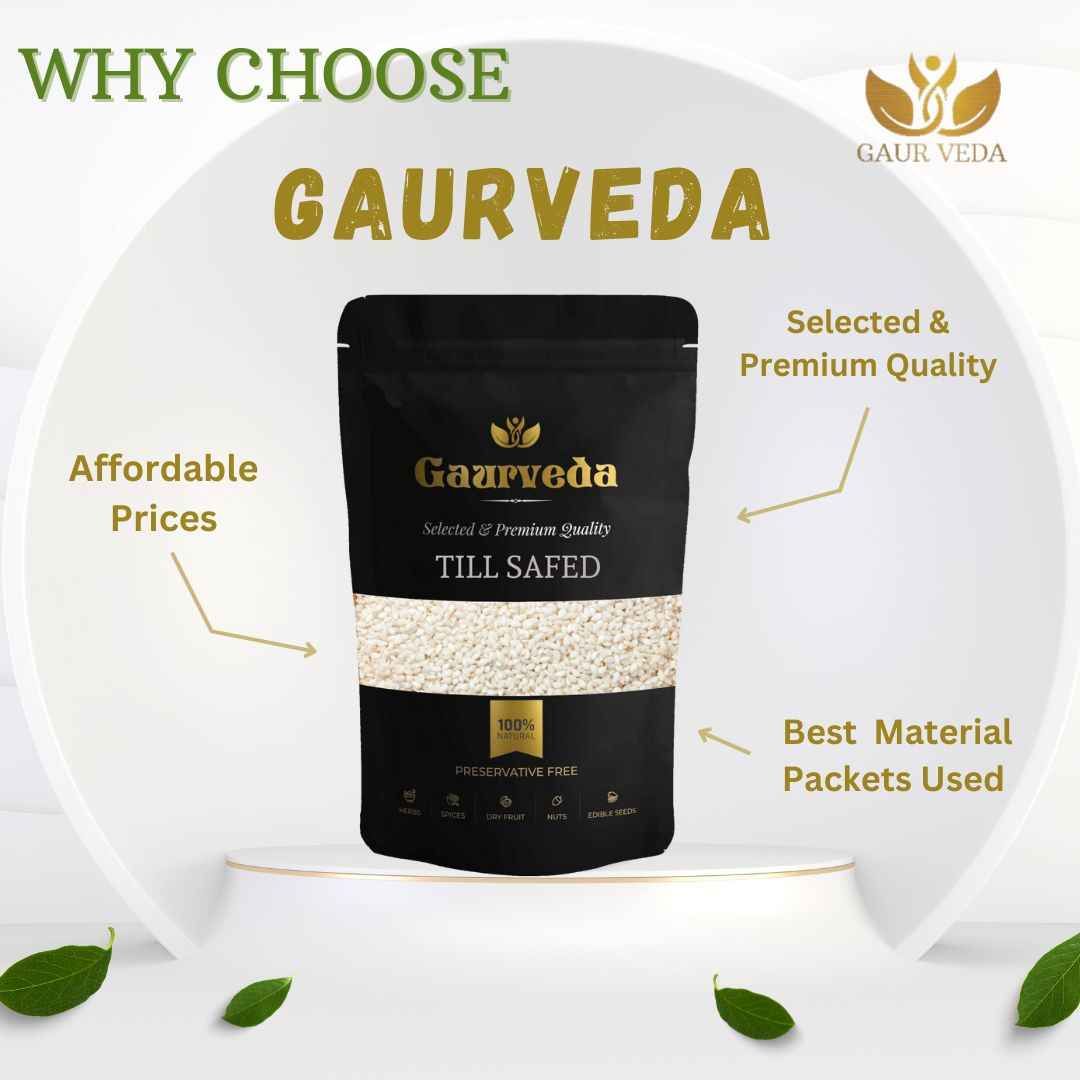GAURVEDA Safed Till (White Sesame Seeds) - Natural, Unpolished, Nutrient-Rich Seeds for Cooking, Baking, Garnishing & Health | | 100 Grams