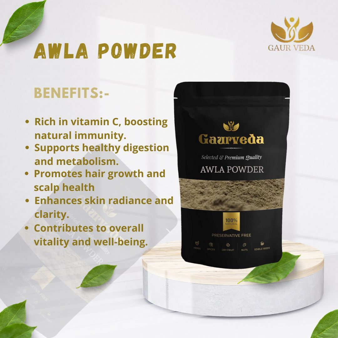 GAURVEDA Amla Whole Powder | Phyllanthus Emblica Powder | Indian Gooseberry Powder | Herbal Raw Material for, Decoctions and Herbal Formulations | Dried Churna (100 Grams)