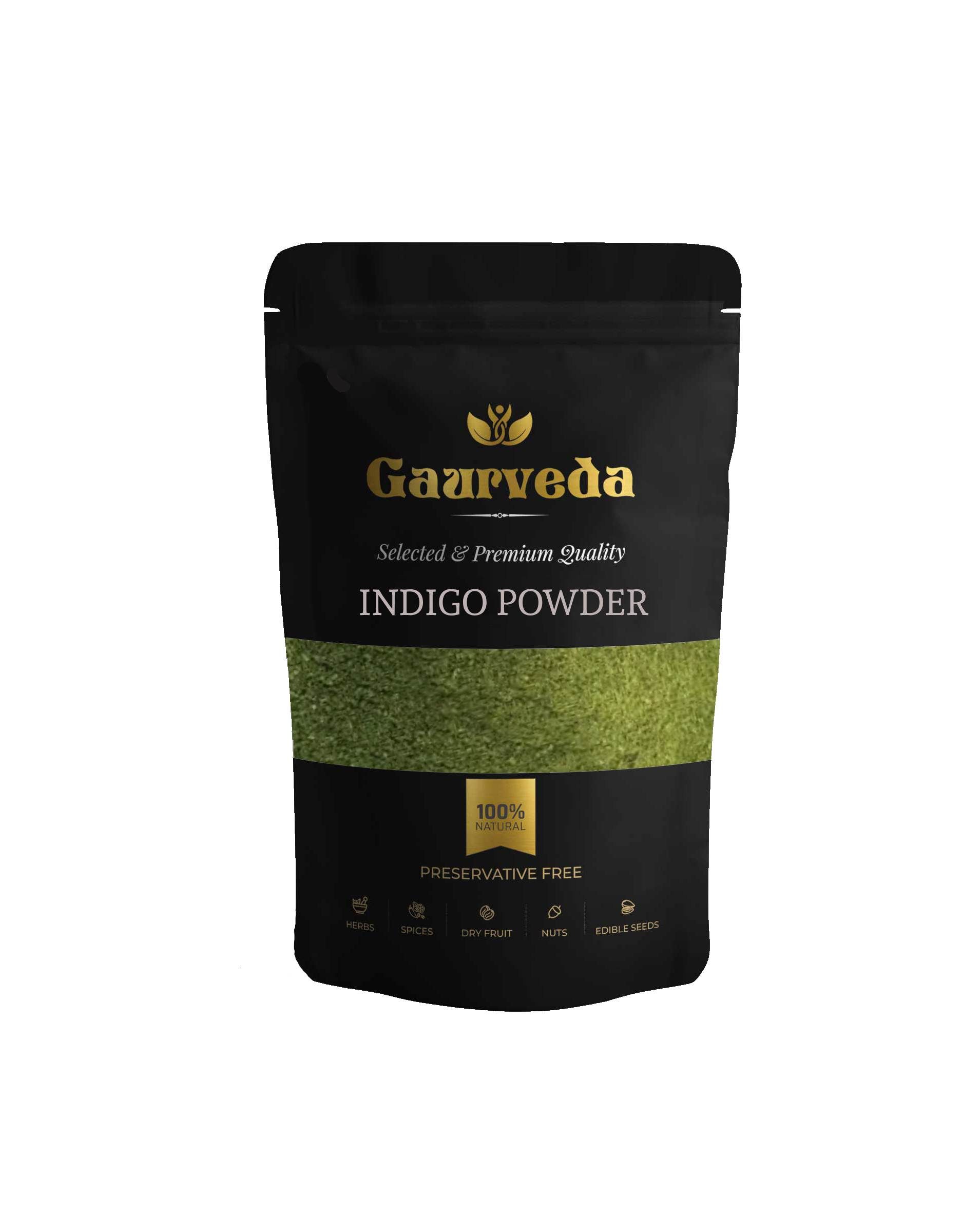 Gaurveda Indigo Leaves Powder (200 Grams) - For Hair Colour - Avuri Akulu Powder - Indigofera Tinctoria Powder - Natural