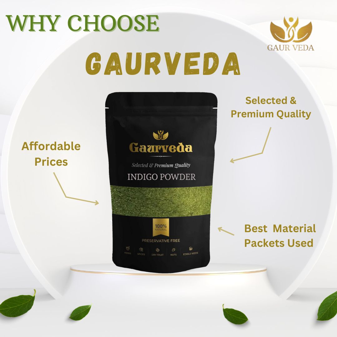 Gaurveda Indigo Leaves Powder (200 Grams) - For Hair Colour - Avuri Akulu Powder - Indigofera Tinctoria Powder - Natural