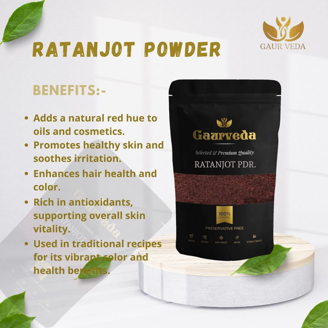 Gaurveda Ratanjot Root Powder - Alkanet Root Powder - Alkanna Tinctoria - A+ Quality (100 Grams)