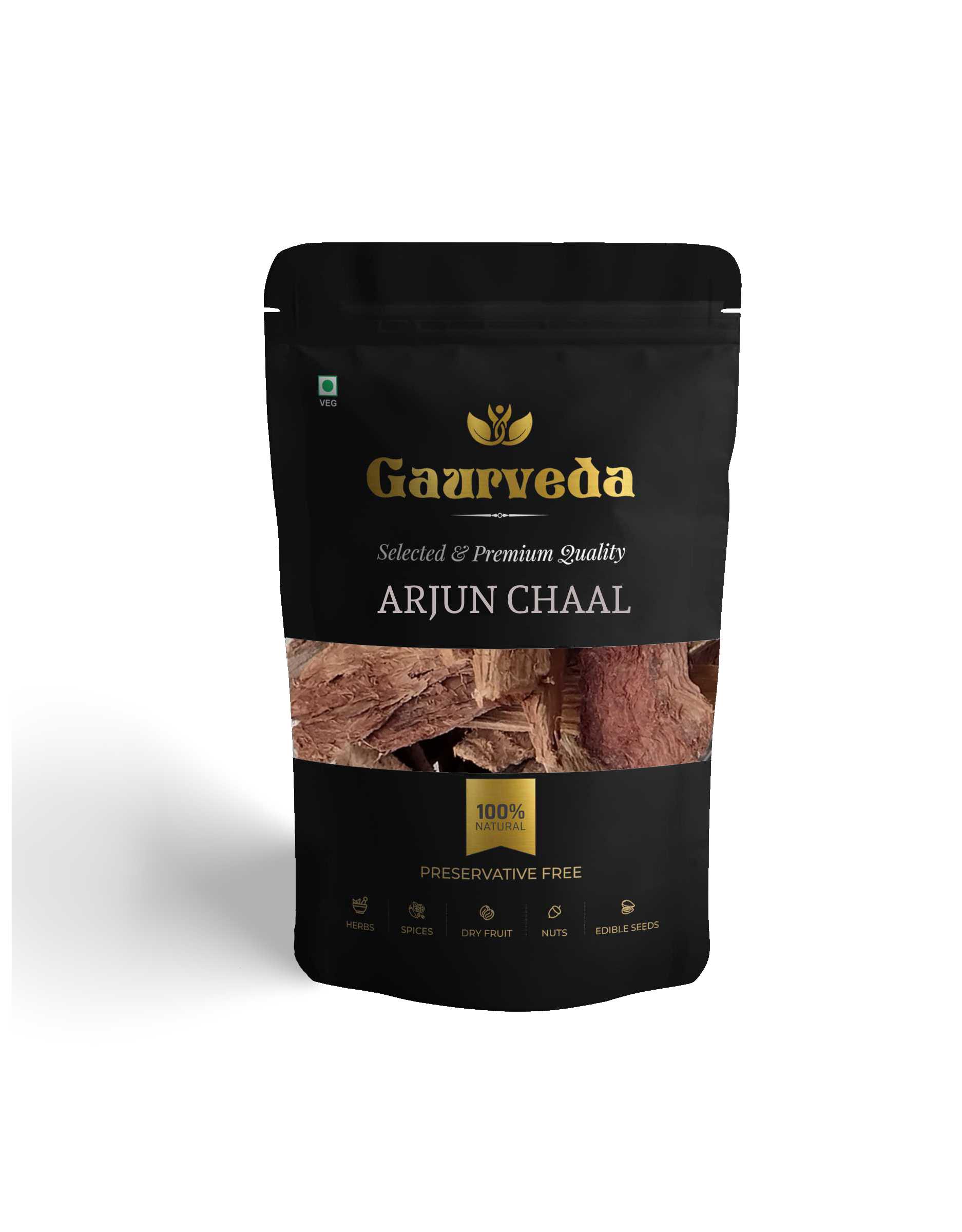 GAURVEDA Premium Arjun Chaal, Arjuna Bark, Terminalia arjuna, Pure & Natural (500 Grams)