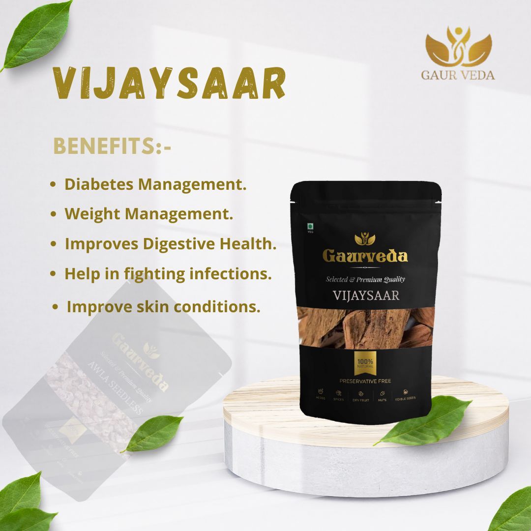 GAURVEDA Vijaysar 100% Natural & Pure | Traditional Ayurvedic Herb/Seed/Powder | Supports Wellness & Daily Health | Ideal for Herbal Remedies, 100 Grams