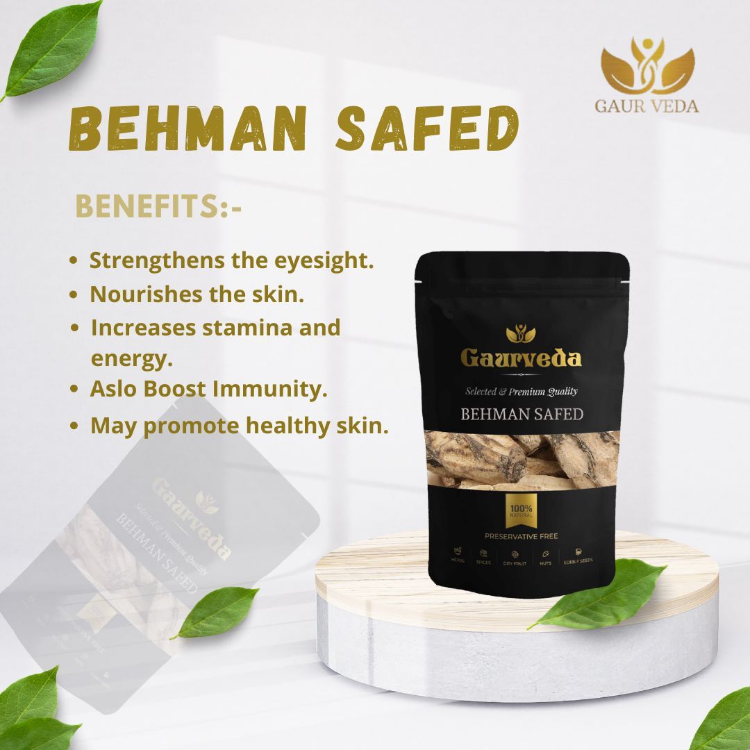 GAURVEDA Behman safed 100% Natural & Pure | Traditional Ayurvedic Herb/Seed/Powder | Supports Wellness & Daily Health | Ideal for Herbal Remedies, 500 Grams