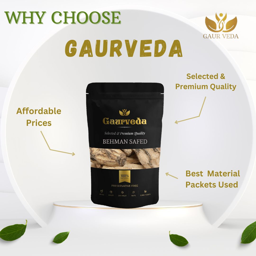 GAURVEDA Behman safed 100% Natural & Pure | Traditional Ayurvedic Herb/Seed/Powder | Supports Wellness & Daily Health | Ideal for Herbal Remedies, 500 Grams