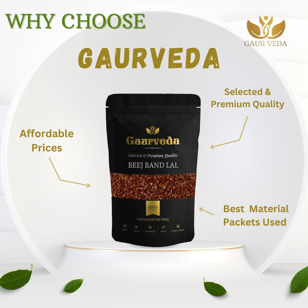 GAURVEDA Beej Band lal 100% Natural & Pure | Traditional Ayurvedic Herb/Seed/Powder | Supports Wellness & Daily Health | Ideal for Herbal Remedies, 100 Grams