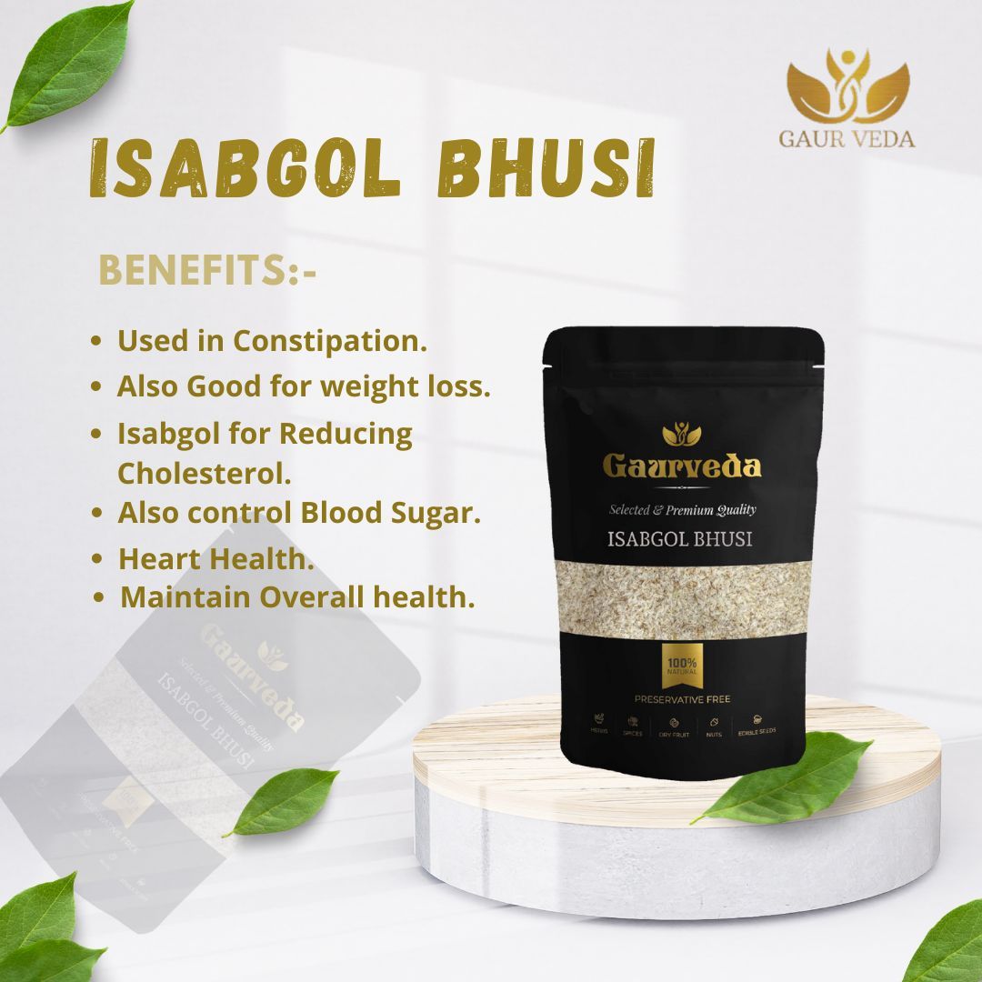 GAURVEDA Isabgol Bhusi - Psyllium Husk - Selected - A+ Quality (100 Grams)