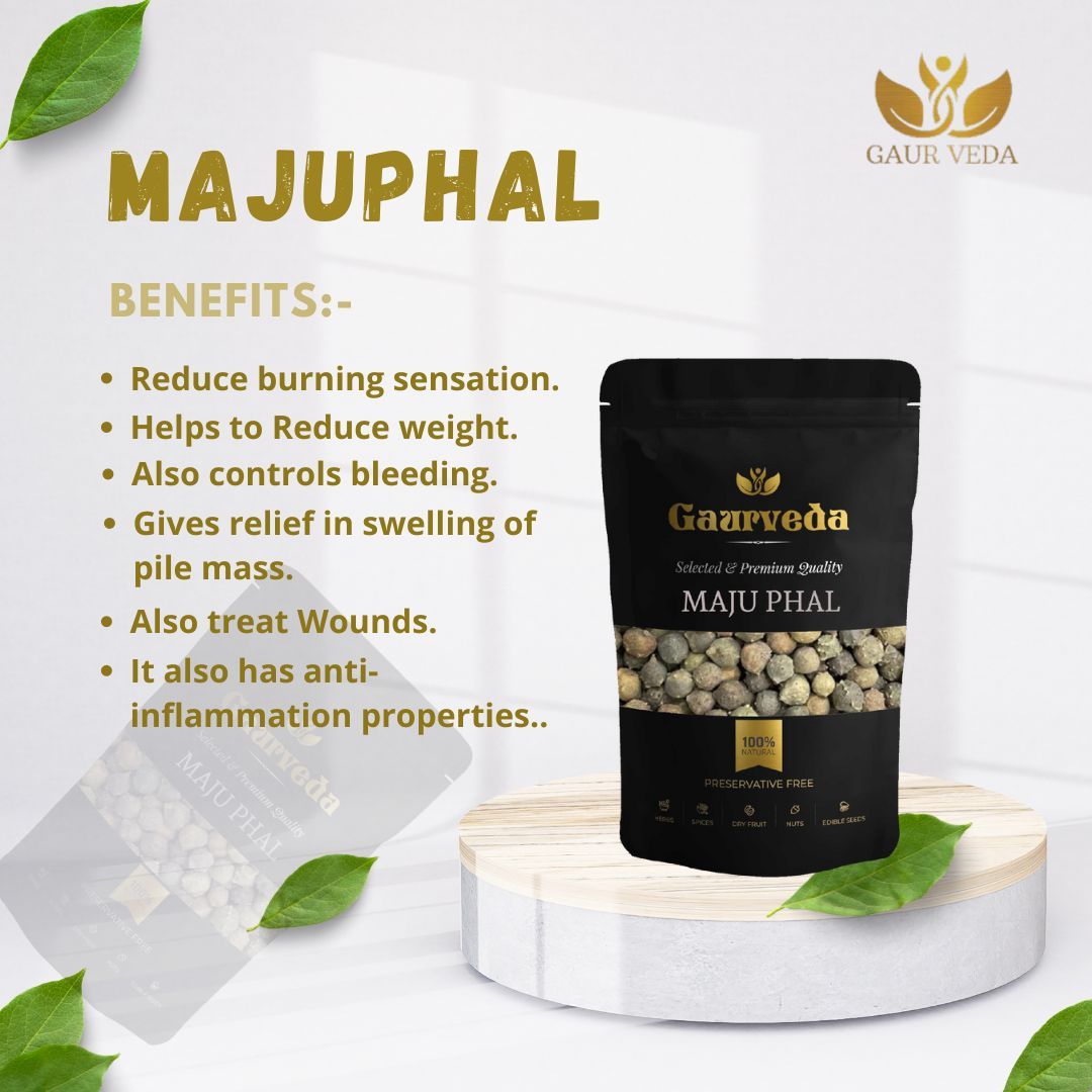Gaurveda Majuphal - Manjakani - Quercus Infectoria Oliv - Dyer's Oak - Gall Nuts - Pure & Natural (100 Grams)