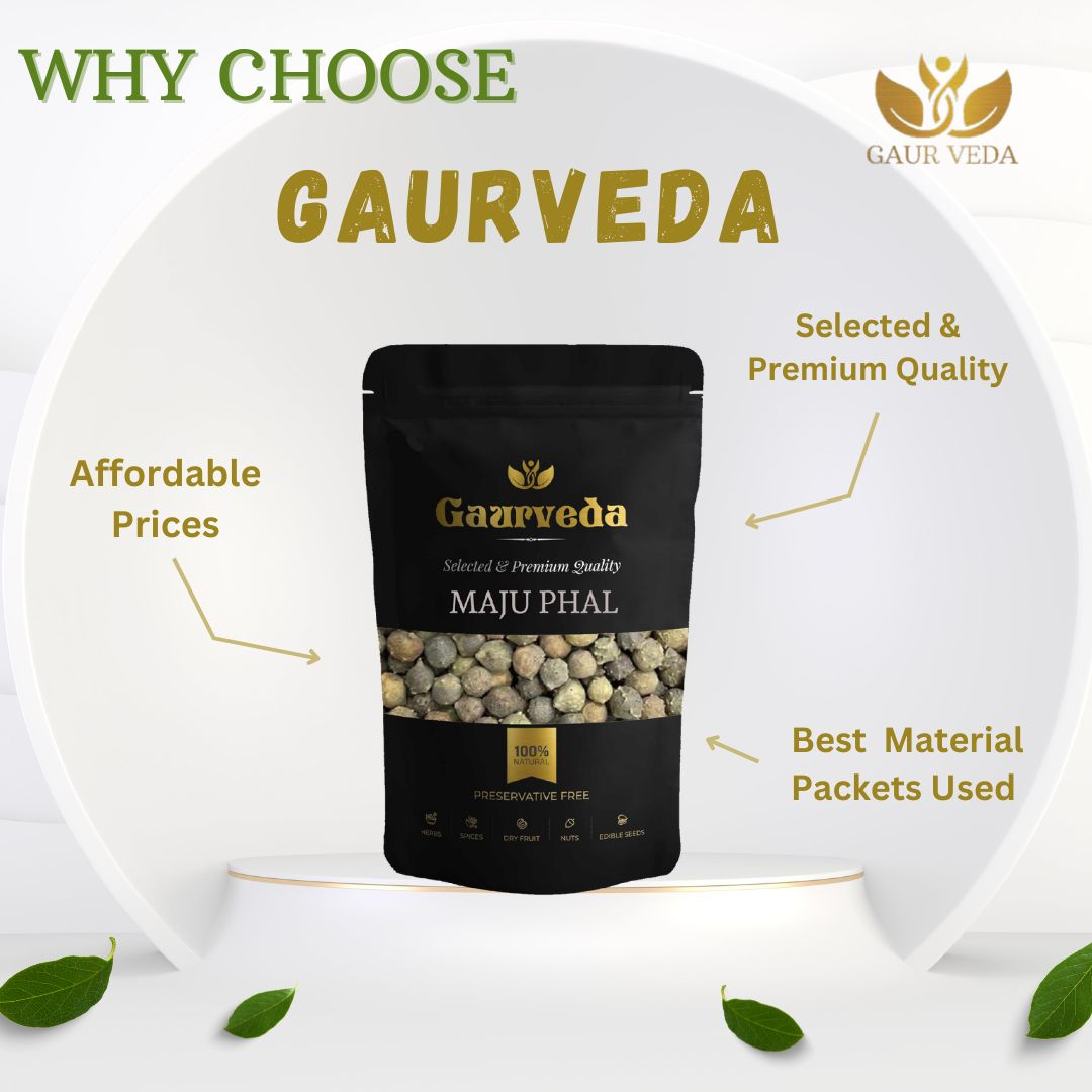 Gaurveda Majuphal - Manjakani - Quercus Infectoria Oliv - Dyer's Oak - Gall Nuts - Pure & Natural (100 Grams)
