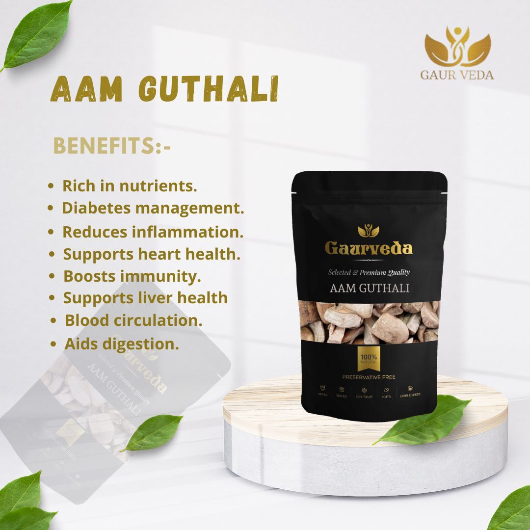 GAURVEDA Aam Guthli 100% Natural & Pure | Traditional Ayurvedic Herb/Seed/Powder | Supports Wellness & Daily Health | Ideal for Herbal Remedies, 1000 Grams