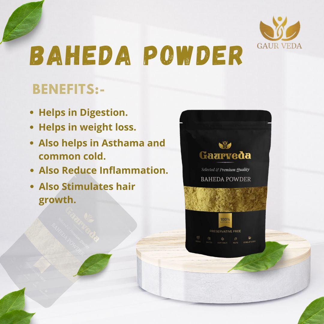 GAURVEDA Bahera Powder - Baheda Powder - Terminalia Bellirica Pdr. - Pure & Natural (100)