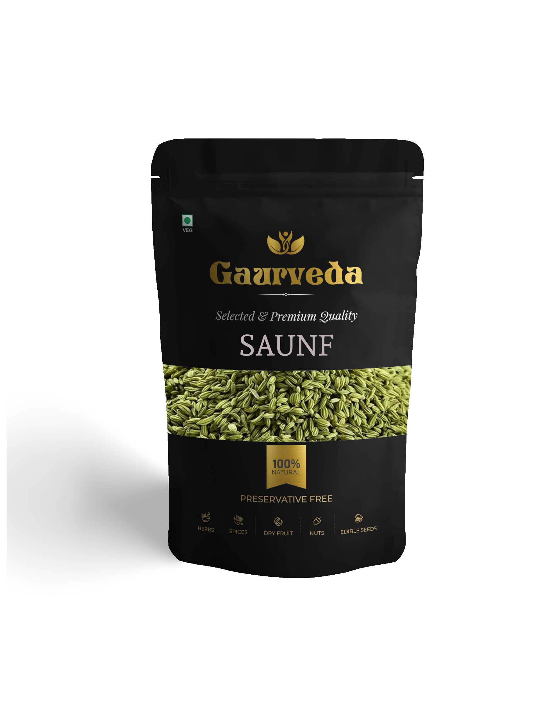 GAURVEDA Saunf (Fennel Seeds) | Mouth Freshener | Natural Digestive Aid | Fresh & Aromatic Spice for Cooking & Tea | 100 Grams