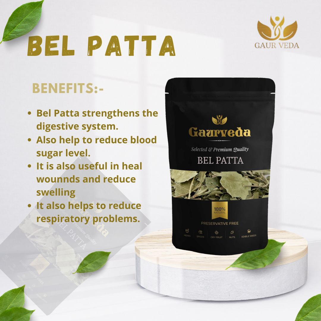 GAURVEDA Bel Patta Whole Leaves | Aegle Marmelos Leaves | Bael Patra | Herbal Raw Material for and Herbal Applications | Dried Botanical Ingredient (100 Grams)