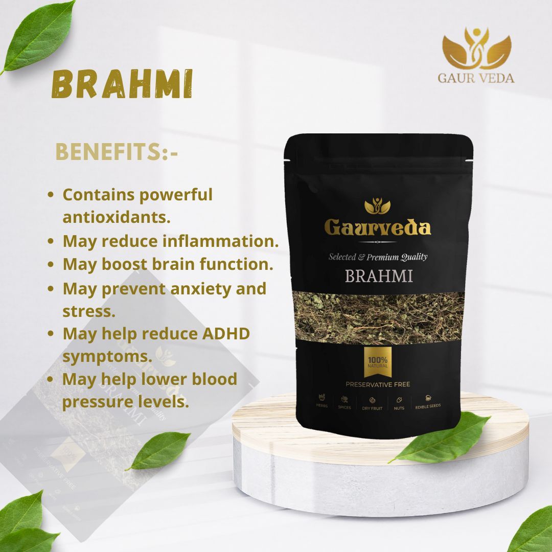 GAURVEDA Brahmi 100% Natural & Pure | Traditional Ayurvedic Herb/Seed/Powder | Supports Wellness & Daily Health | Ideal for Herbal Remedies, 100 Grams