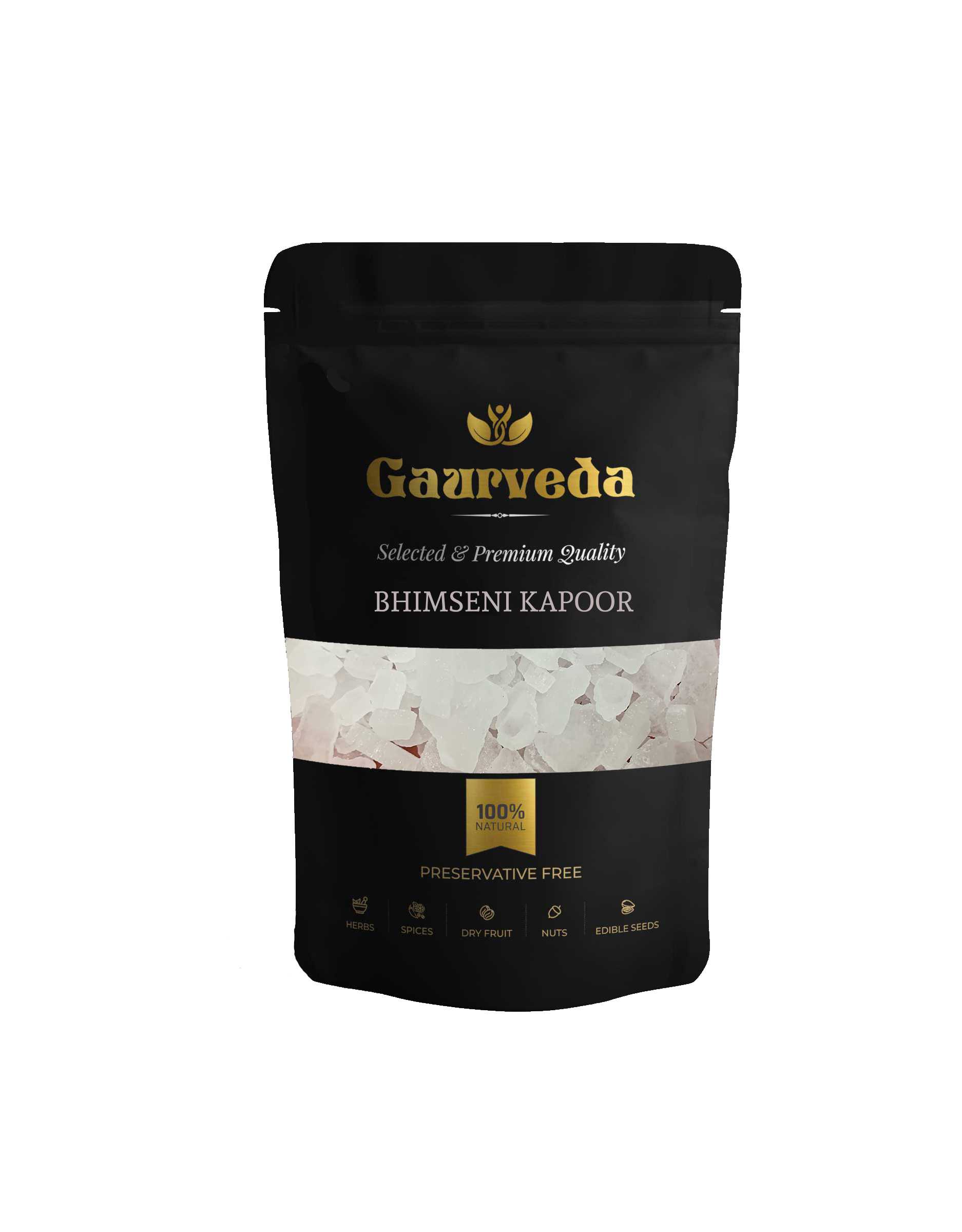 Gaurveda Bhimseni Kapur - Champhor - with Fully Fragrance - for Puja & Medicinal Purpose - A+ Grade Quality - Pure & Natural (100)