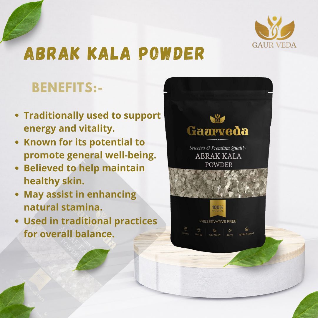 GAURVEDA Abrak Kala Powder 100% Natural & Pure | Traditional Ayurvedic Herb/Seed/Powder | Supports Wellness & Daily Health | Ideal for Herbal Remedies, 1000 Grams