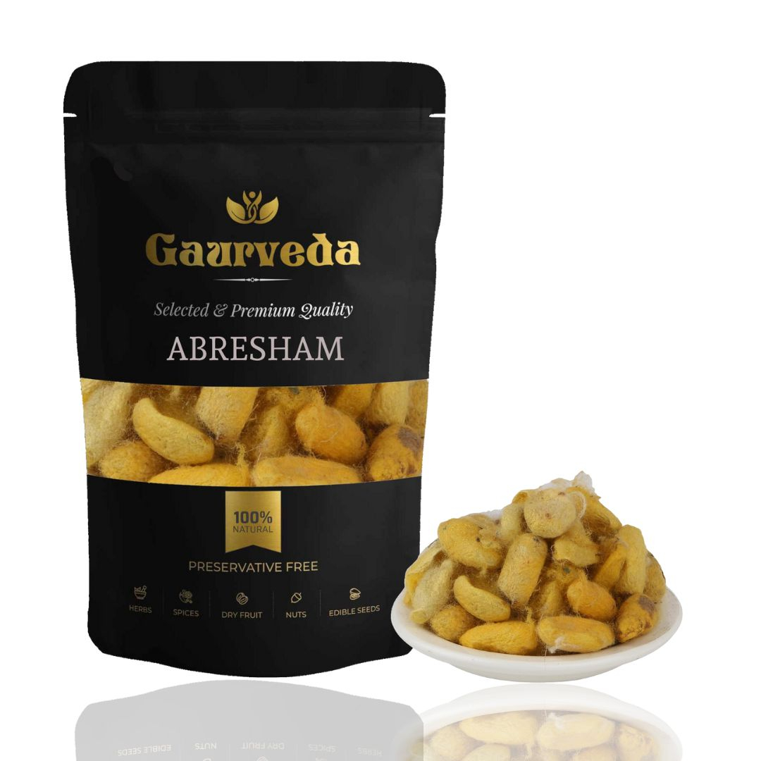 GAURVEDA Abresham | Silk Cocoon | Bombyx Mori Cocoon | Herbal Raw Material for Traditional Applications, and Herbal Formulations | Dried Natural Ingredient (100 Grams)