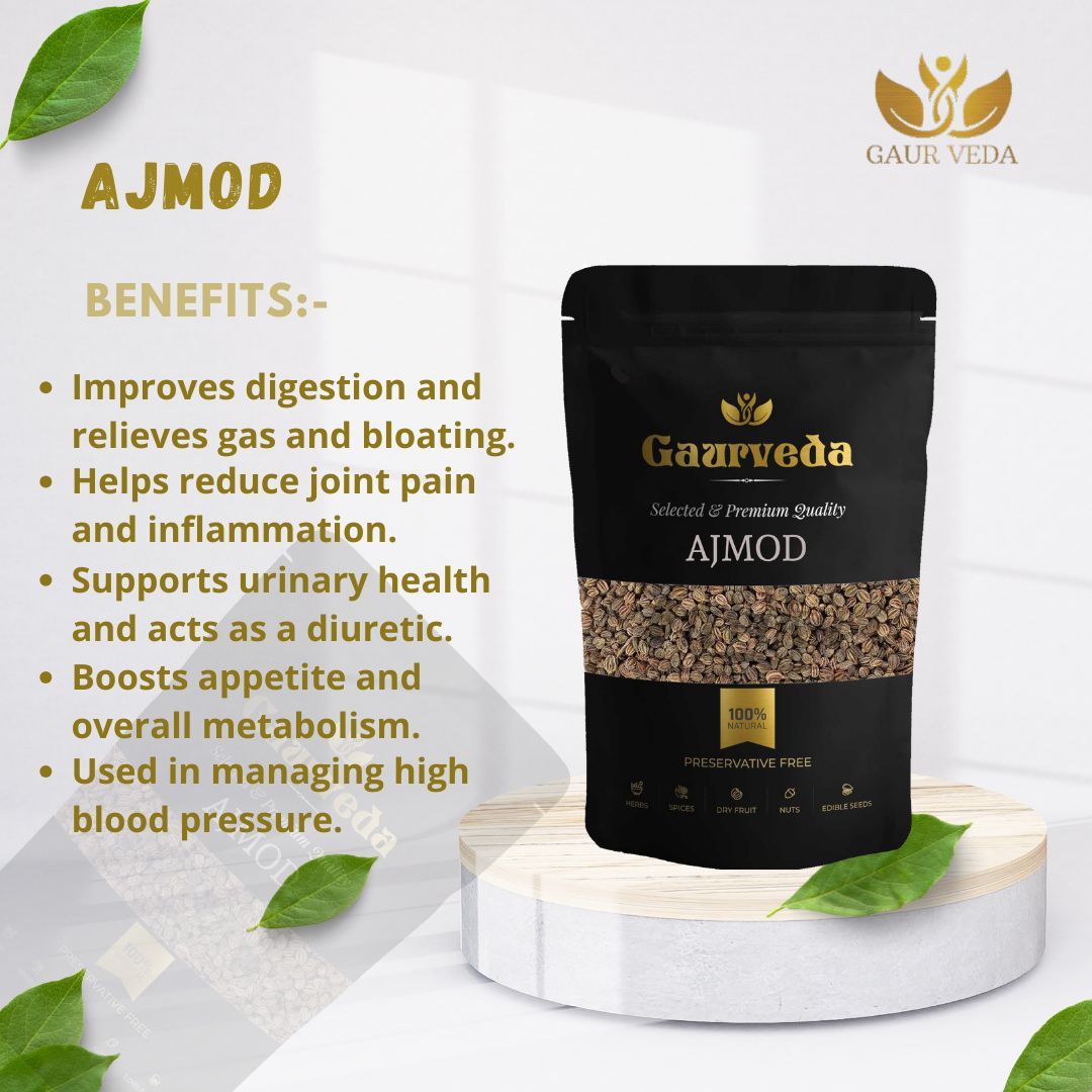 GAURVEDA Ajmod 100% Natural & Pure | Traditional Ayurvedic Herb/Seed/Powder | Supports Wellness & Daily Health | Ideal for Herbal Remedies, 100 Grams