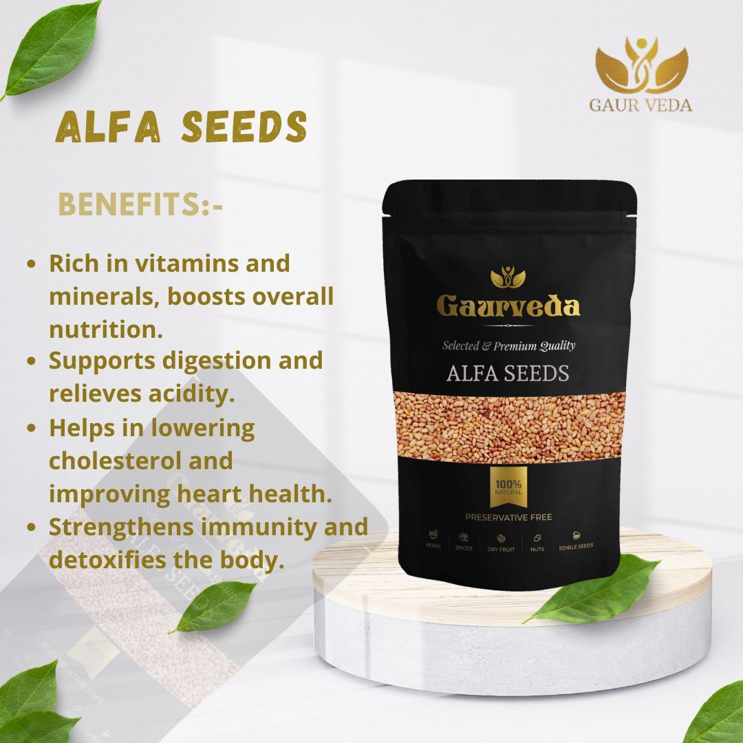 GAURVEDA Alfa Seed 100% Natural & Pure | Traditional Ayurvedic Herb/Seed/Powder | Supports Wellness & Daily Health | Ideal for Herbal Remedies, 100 Grams
