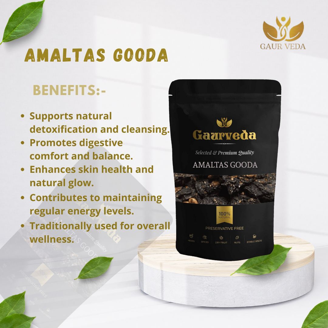 GAURVEDA Amaltas Gooda | Cassia Fistula Pulp | Golden Shower Tree Pulp | Herbal Raw Material for Traditional and Herbal Formulations | Dried Botanical Ingredient (100 Grams)