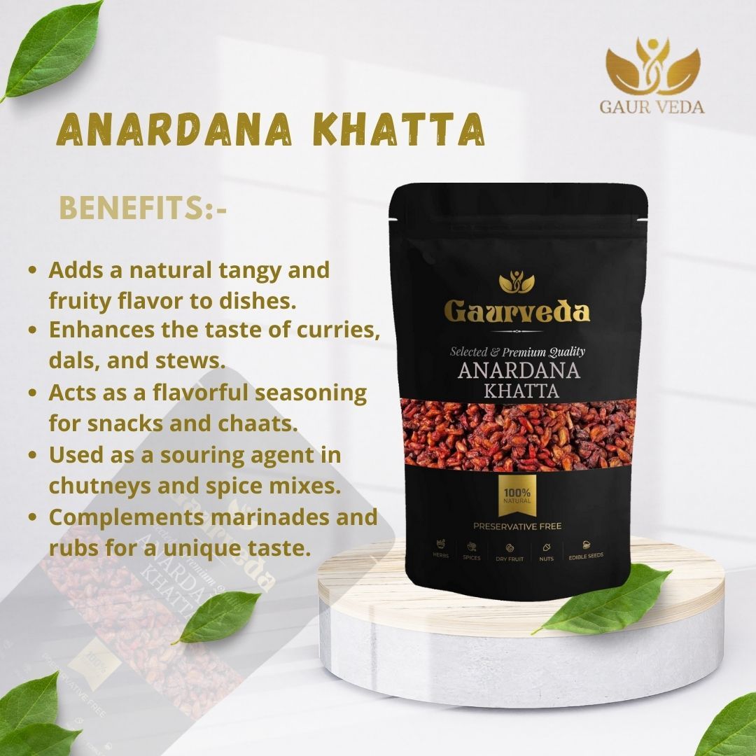 GAURVEDA Anardana Khatta: Tangy Pomegranate Seeds for Cooking, Snacking, & Digestive Health | Natural Sun-Dried Flavorful Spice (????? ????????) | 100 Grams