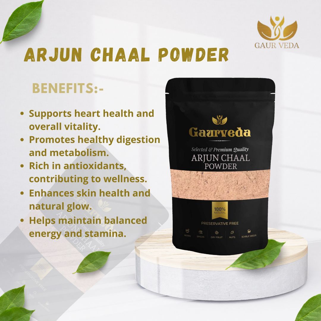 GAURVEDA Arjun Chaal Powder-500G | 100% Pure & Natural | Arjun Ki Chaal Powder For Men & Women