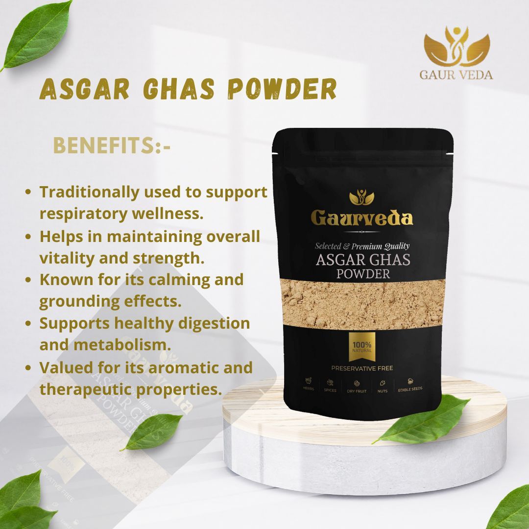 GAURVEDA Asgar Ghas Powder | Saccharum Spontaneum Powder | Kans Grass Churna | Herbal Raw Material for Traditional Uses and Ayurvedic Formulations | Fine Dried Botanical Powder (100 Grams)