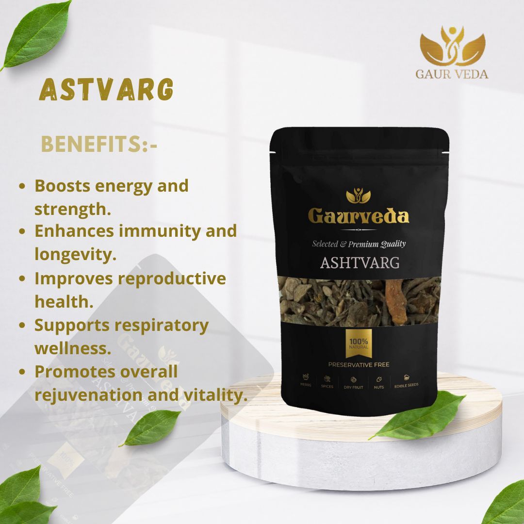GAURVEDA Ashtvarg Herbal Combination | Rare Ayurvedic Group of Eight Herbs | Herbal Raw Material for Traditional Preparations and Ayurvedic Applications | Dried Botanical Ingredient (100 Grams)