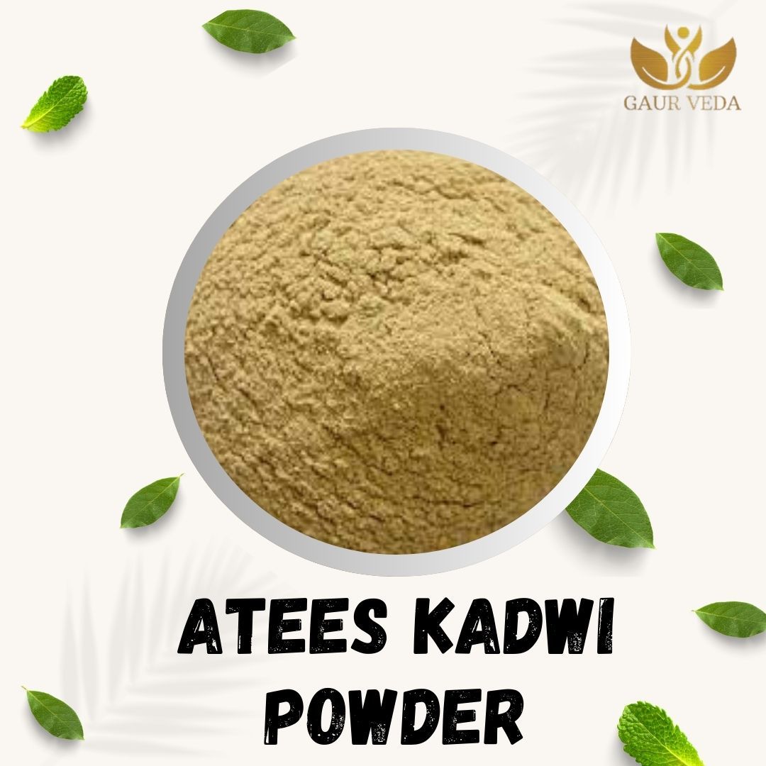 GAURVEDA Atees Kadwi Powder | Aconitum Heterophyllum Bitter Root Powder | Ativisha Kadvi Churna | Herbal Raw Material for and Herbal Formulations | Dried Churna (10 Grams)