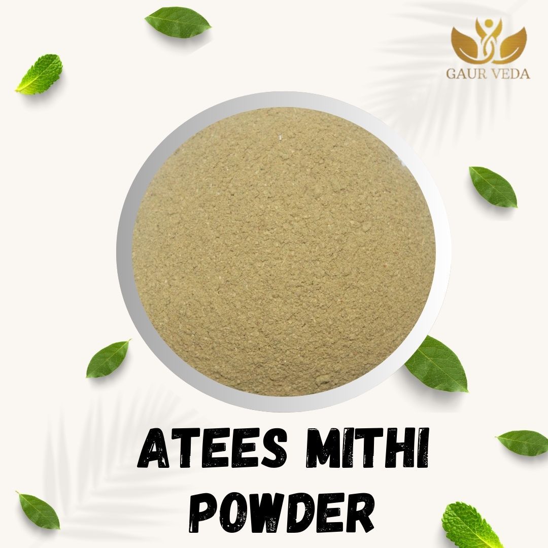 GAURVEDA Atees Meethi Powder | Aconitum Heterophyllum Sweet Root Powder | Ativisha Meethi Churna | Herbal Raw Material for and Herbal Formulations | Dried Churna (100 Grams)