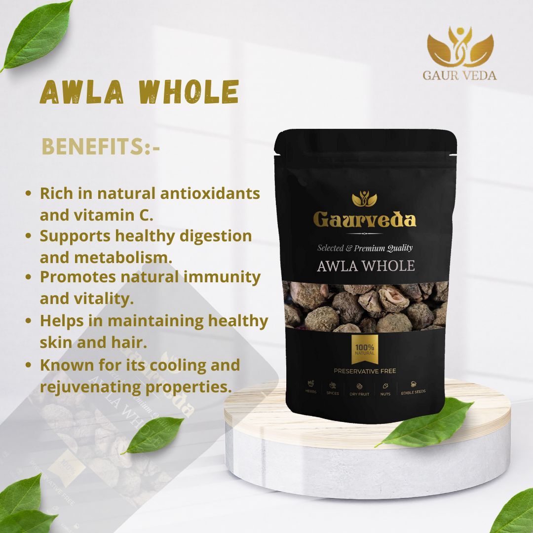 GAURVEDA Amla Whole Dried Fruit | Phyllanthus Emblica | Indian Gooseberry Whole | Herbal Raw Material for and Herbal Formulations | Dried Botanical Ingredient (100 Grams)